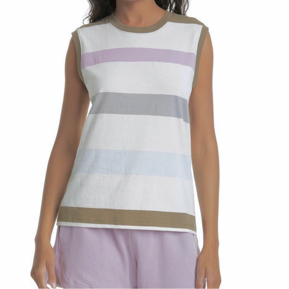 ATM Classic Jersey Striped Sleeveless Muscle Tee Large
